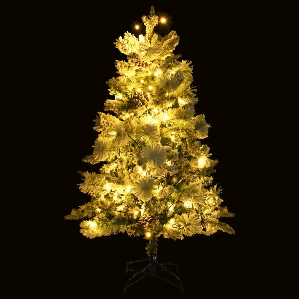 VidaXL Weihnachtsbaum Mit LEDs & Zapfen Beschneit 120 Cm PVC & PE – Bild 3