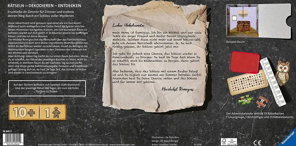 Ravensburger Exit Adventskalender - Das Geheimnisvolle Schloss 18941 – Bild 2
