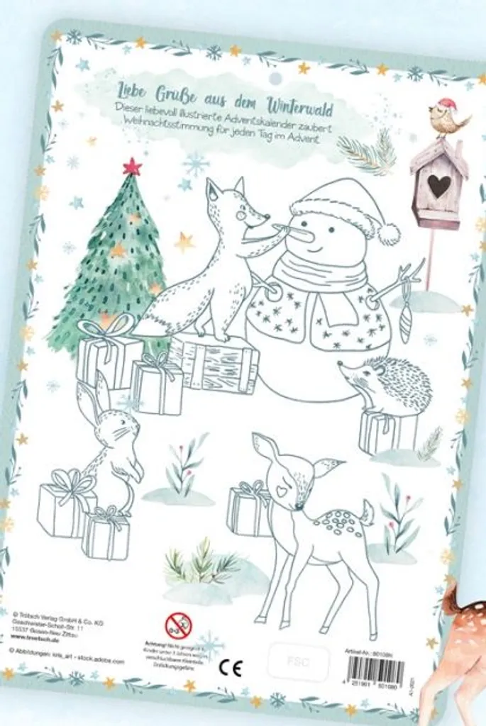 Adventskalender Winterwald Für Kinder Mit Extra Ausmalbild Gr. A4 – Bild 3