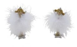 NEU Engelset, Mit Federn, Weiß / Silber, 2 Stück, 4,5 X 3 X 12 Cm, "Germany", Handgefertigt