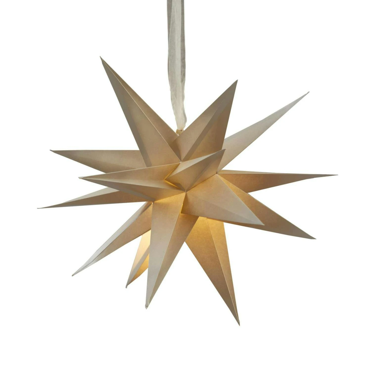 Papierstern December 3D Stern Mit Band Weihnachtsstern Faltstern D: 35cm Braun – Bild 3