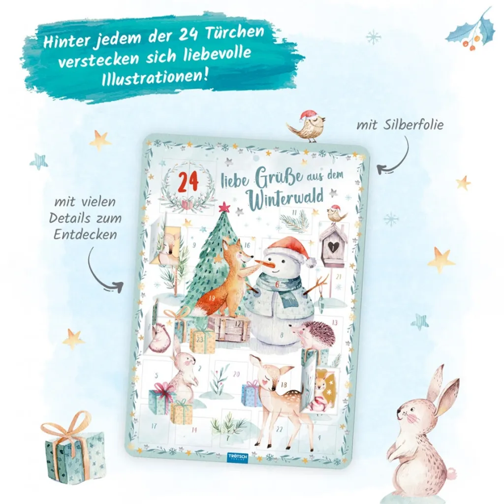 Adventskalender Winterwald Für Kinder Mit Extra Ausmalbild Gr. A4 – Bild 6