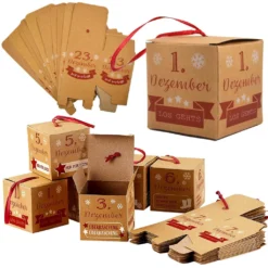 Adventskalender Bastel Set 24 Boxen Befüllen Würfel Zahlen Hänger 6cm