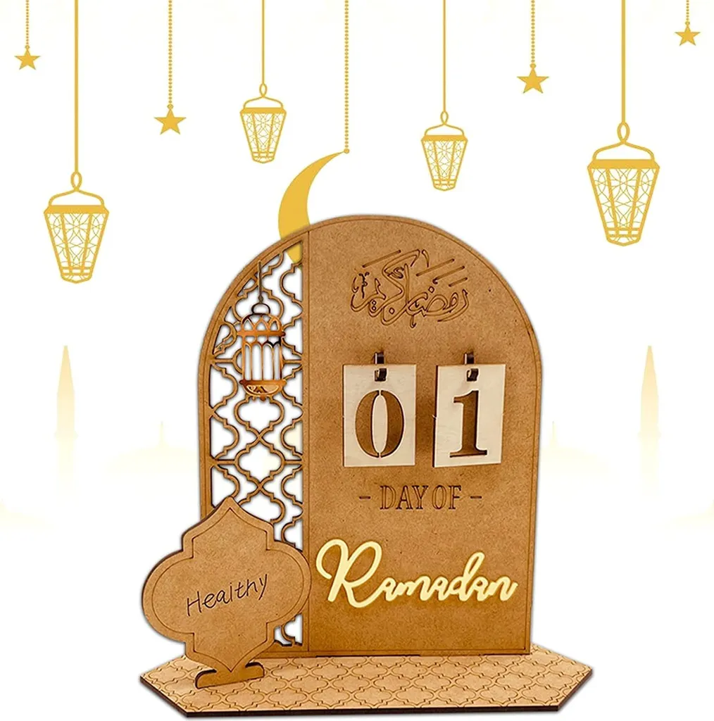 Ramadan Holzkalender 30 Tage Countdown Kalender Eid Ramadan Dekoration Für Zuhause Islamische Muslimische Partydekoration, A