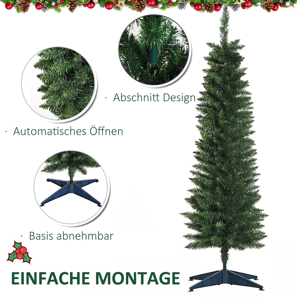 HOMCOM Weihnachtsbaum 1,5 M Christbaum Kunsttanne 294 Äste Zerlegbar PVC Grün ∅46 X 150 Cm – Bild 7