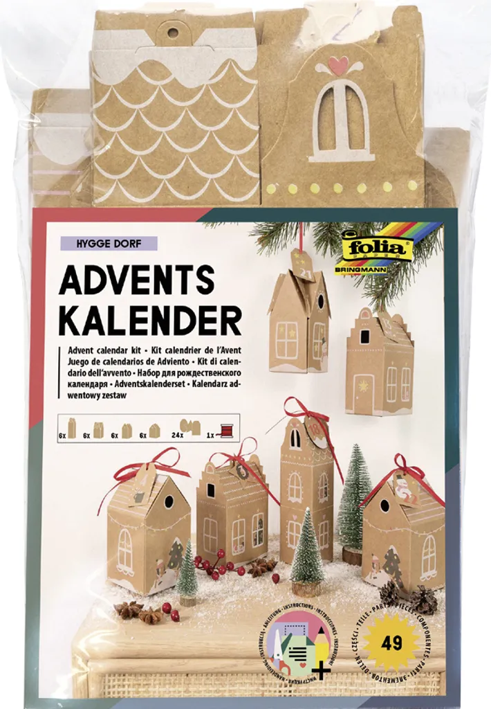 Folia Adventskalender-Set HYGGE DORF 49-teilig