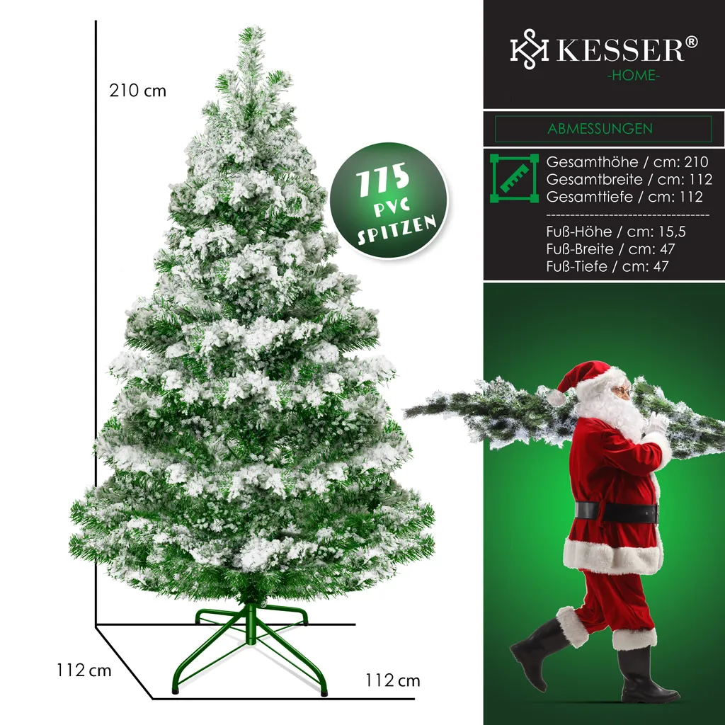 KESSER® Weihnachtsbaum Künstlich , Tannenbaum , Farbe:Schnee, Größe:210cm – Bild 8