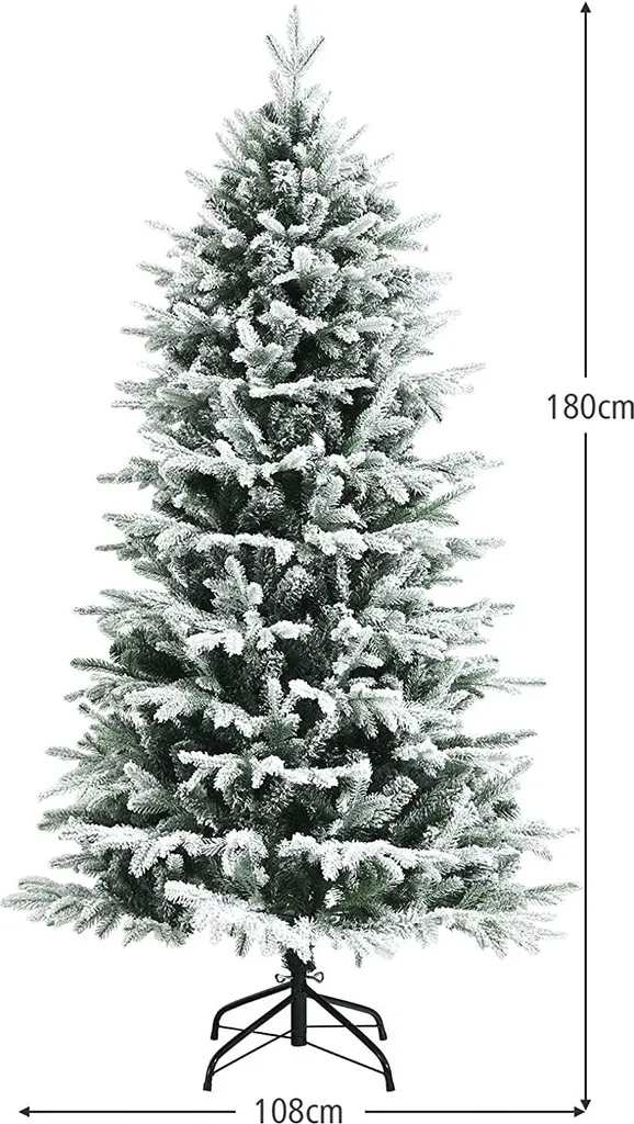 COSTWAY 180cm Künstlicher Weihnachtsbaum Mit Schnee, Tannenbaum Mit Metallständer, Christbaum 1870 PVC&PE Zweigen, Kunstbaum Weihnachten Klappsystem Ideal Für Zuhause, Büro, Geschäfte – Bild 5