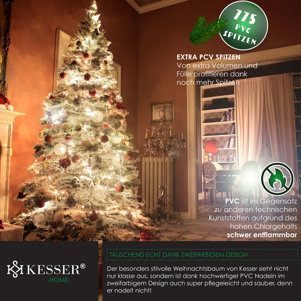 KESSER® Weihnachtsbaum Künstlich , Tannenbaum , Farbe:Schnee, Größe:210cm – Bild 7