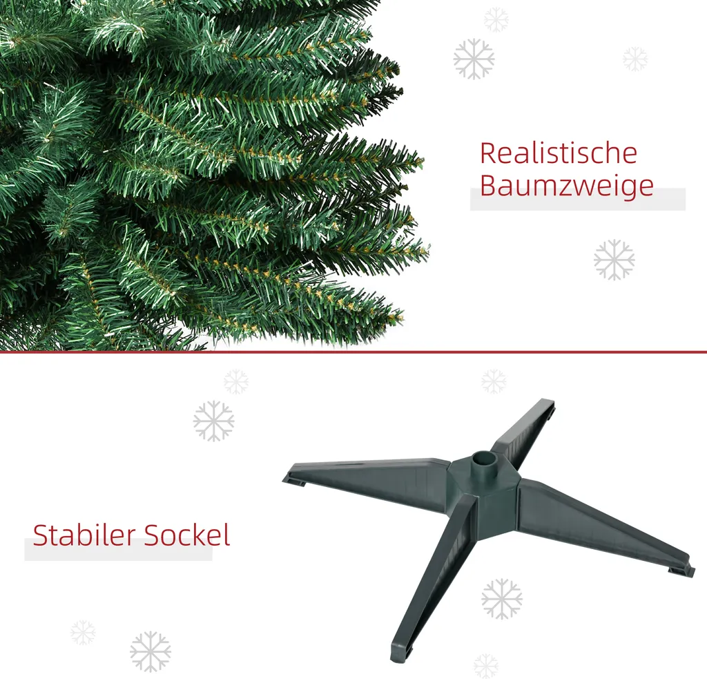 HOMCOM Weihnachtsbaum Tannenbaum Mit Kunststoffständer 390 Spitzen Grün Ø 55 X H180 Cm – Bild 6