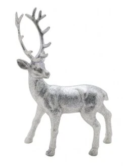 NEU Hirsch, Silber / Glitzer, 24 X 15,5 X 5 Cm, "Germany", Handgefertigt