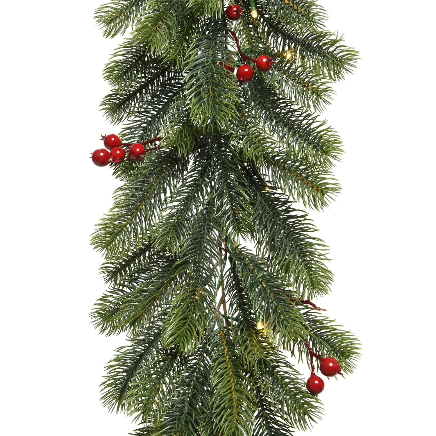 LED Tannengirlande Rote Beeren Beleuchtet Außen Weihnachtsgirlande 1,8m Batterie – Bild 6