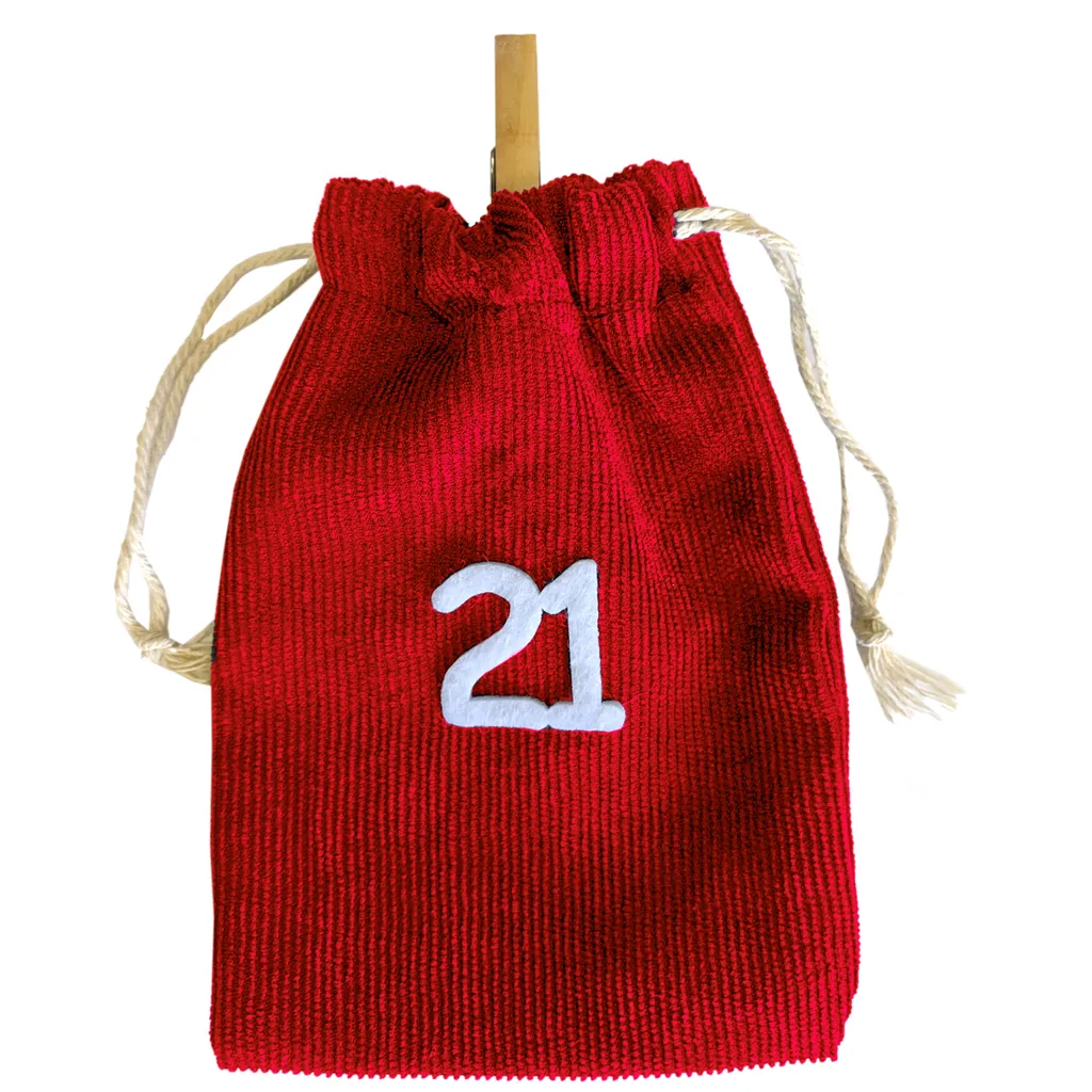 Adventskalender Säckchen Zum Selbstbefüllen L 2,6m (Grau, Beige, Rot) – Bild 4