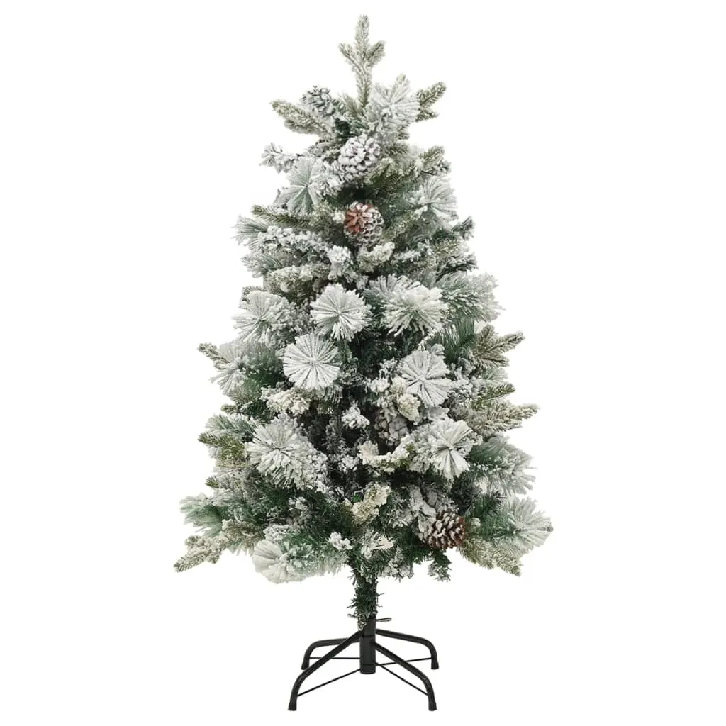 VidaXL Weihnachtsbaum Mit LEDs & Zapfen Beschneit 120 Cm PVC & PE – Bild 2