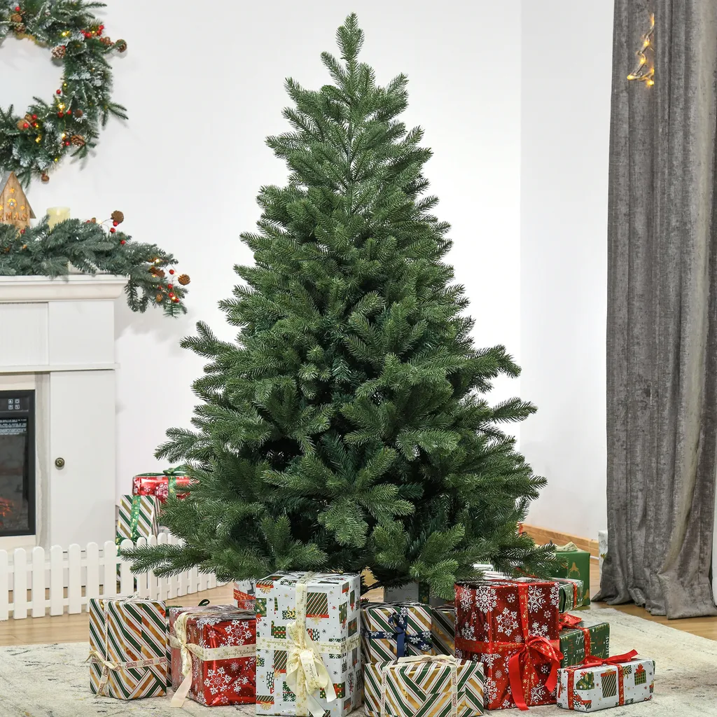 HOMCOM Künstlicher Weihnachtsbaum 1,5 M Christbaum Tannenbaum PVC PE Metall Grün Ø75 X 150 Cm – Bild 2
