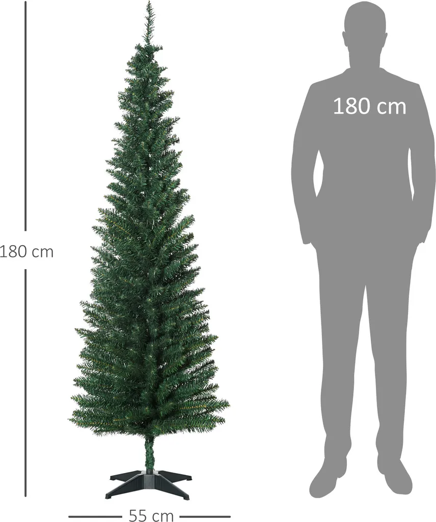 HOMCOM Weihnachtsbaum Tannenbaum Mit Kunststoffständer 390 Spitzen Grün Ø 55 X H180 Cm – Bild 3