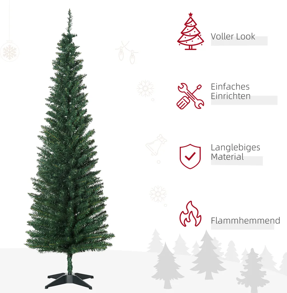 HOMCOM Weihnachtsbaum Tannenbaum Mit Kunststoffständer 390 Spitzen Grün Ø 55 X H180 Cm – Bild 4