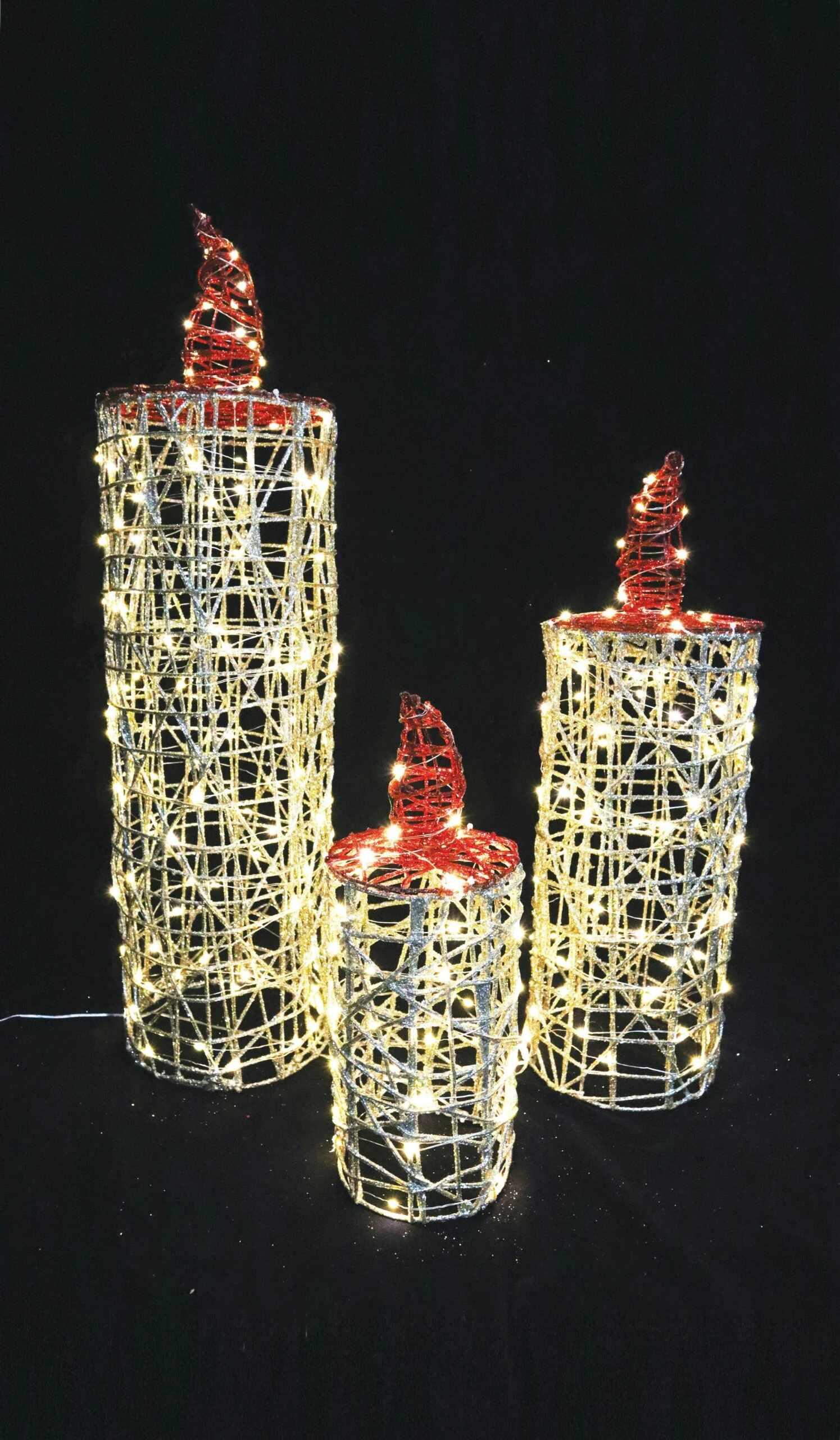 Tarrington House Weihnachtsgeschenk 3er Set, Metall/ PVC/ Kupfer, 40 LED, 1.4 W, Warmweiß – Bild 2