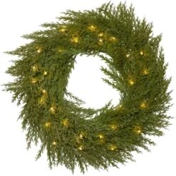 LED Tannenkranz Thuja Türkranz Beleuchtet Weihnachtskranz Timer Für Außen 45cm
