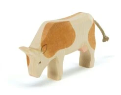 Ostheimer Holzfigur Kuh Braun Fressend