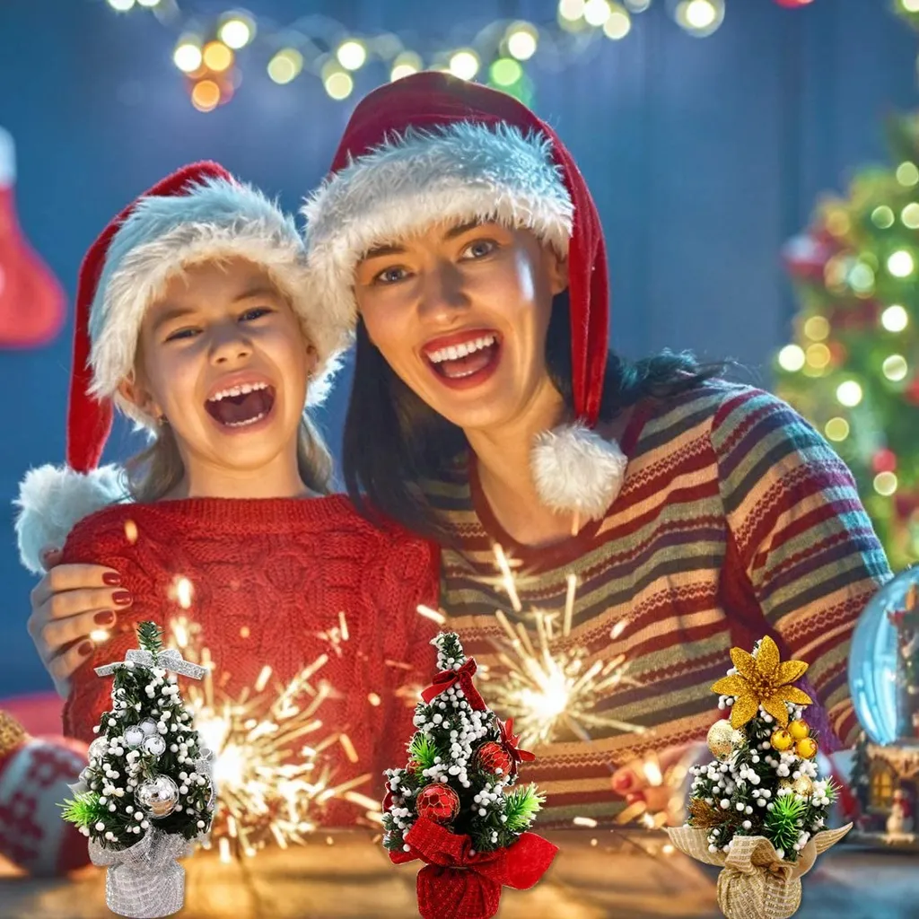 Mini Weihnachtsbaum Klein Künstlicher Tannenbaum, Weihnachten Dekoration Weihnachtsbaum, Baumschmuck Weihnachtskugeln Künstliche Weihnachtsbäume Weihnachts Desktop Dekoration 20CM – Bild 4