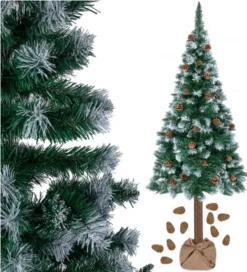 Weihnachtsbaum Tannenbaum Kiefer Diamant Beschneit Mit Zapfen 220cm Baumstamm