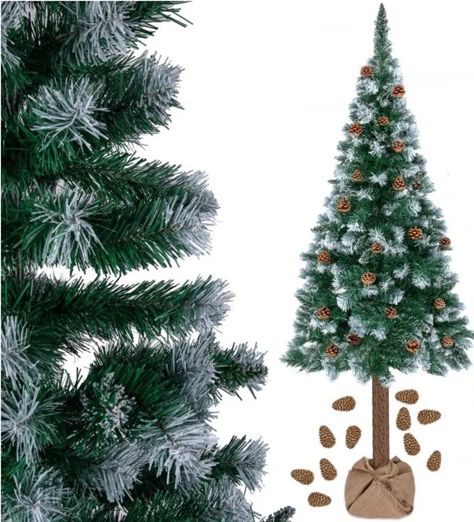 Weihnachtsbaum Tannenbaum Kiefer Diamant Beschneit Mit Zapfen 220cm Baumstamm