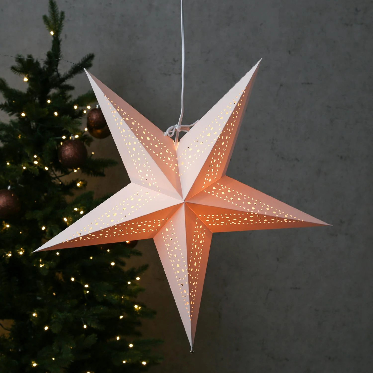Papierstern Lea Weihnachtsstern Faltstern Leuchtstern D: 55cm Inkl. Kabel Weiß – Bild 6