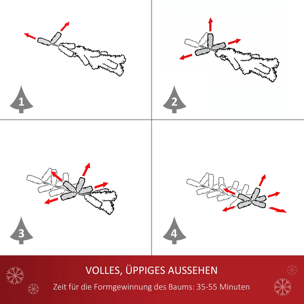 HOMCOM Weihnachtsbaum Künstlicher Christbaum Tannenbaum Baum 150cm Mit Ständer Inkl. Nachbildung (150cm, Weiß/Weihnachtsbaum 1) – Bild 6