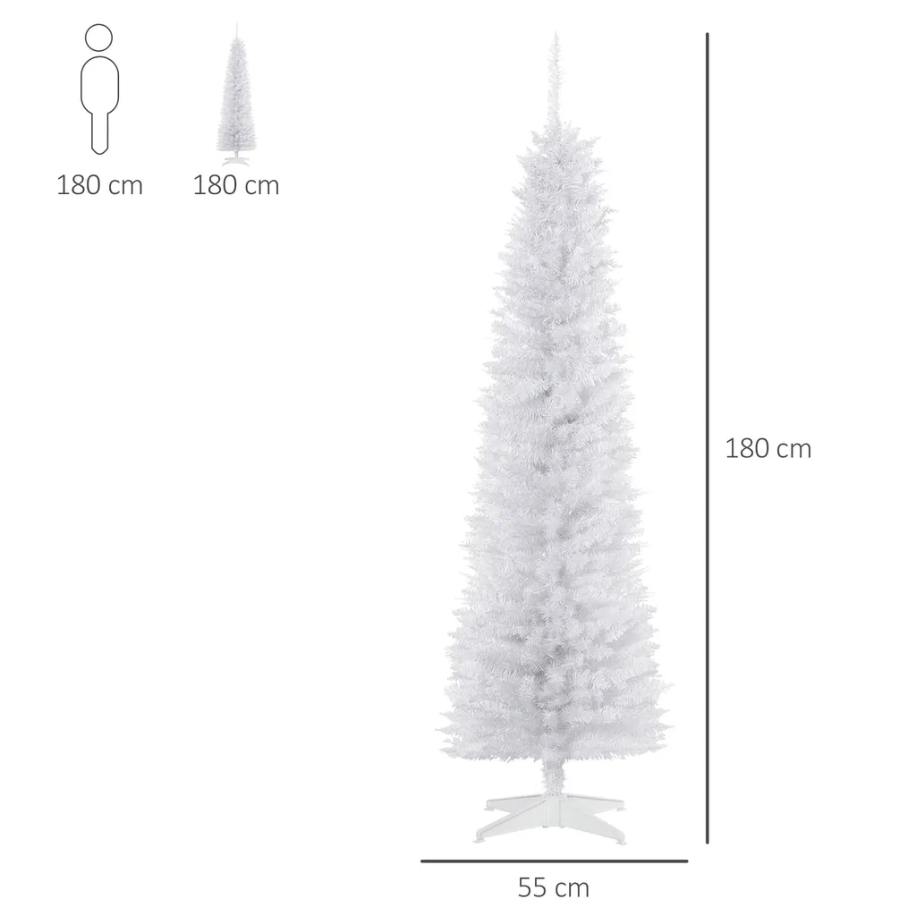 HOMCOM Weihnachtsbaum Tannenbaum Mit Kunststoffständer 390 Spitzen Weiß Ø55 X 180 Cm – Bild 3