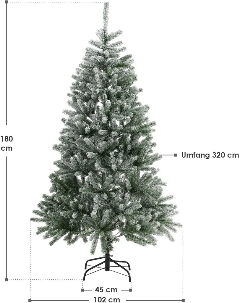 Juskys Künstlicher Weihnachtsbaum Talvi 180 Cm Mit Schnee & Metall Ständer, Naturgetreu, Einfacher Aufbau, Tannenbaum Christbaum Weihnachtsdeko Künstlich – Bild 20