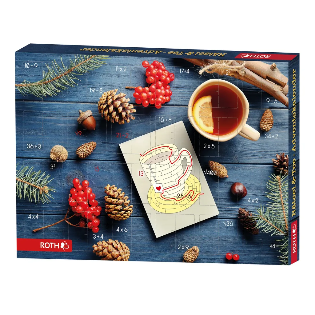 ROTH Rätsel + Tee-Adventskalender 2021 Gefüllt Mit Hochwertigem Tee Und Rätseln, Teebeutel-Kalender Für Die Vorweihnachtszeit – Bild 3