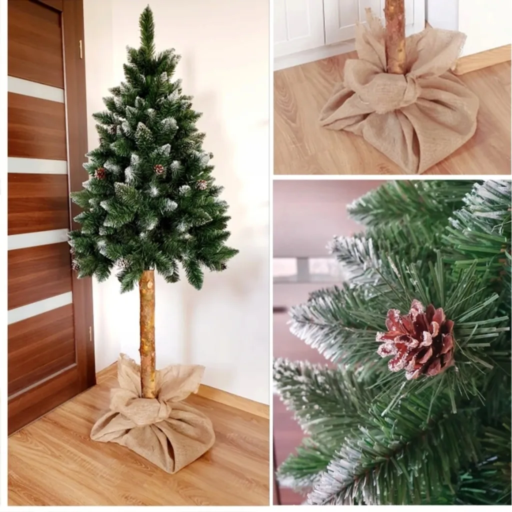 Weihnachtsbaum Diamant Kiefer Auf Naturstamm Mit Zapfen Dichter Christbaum 180cm – Bild 5
