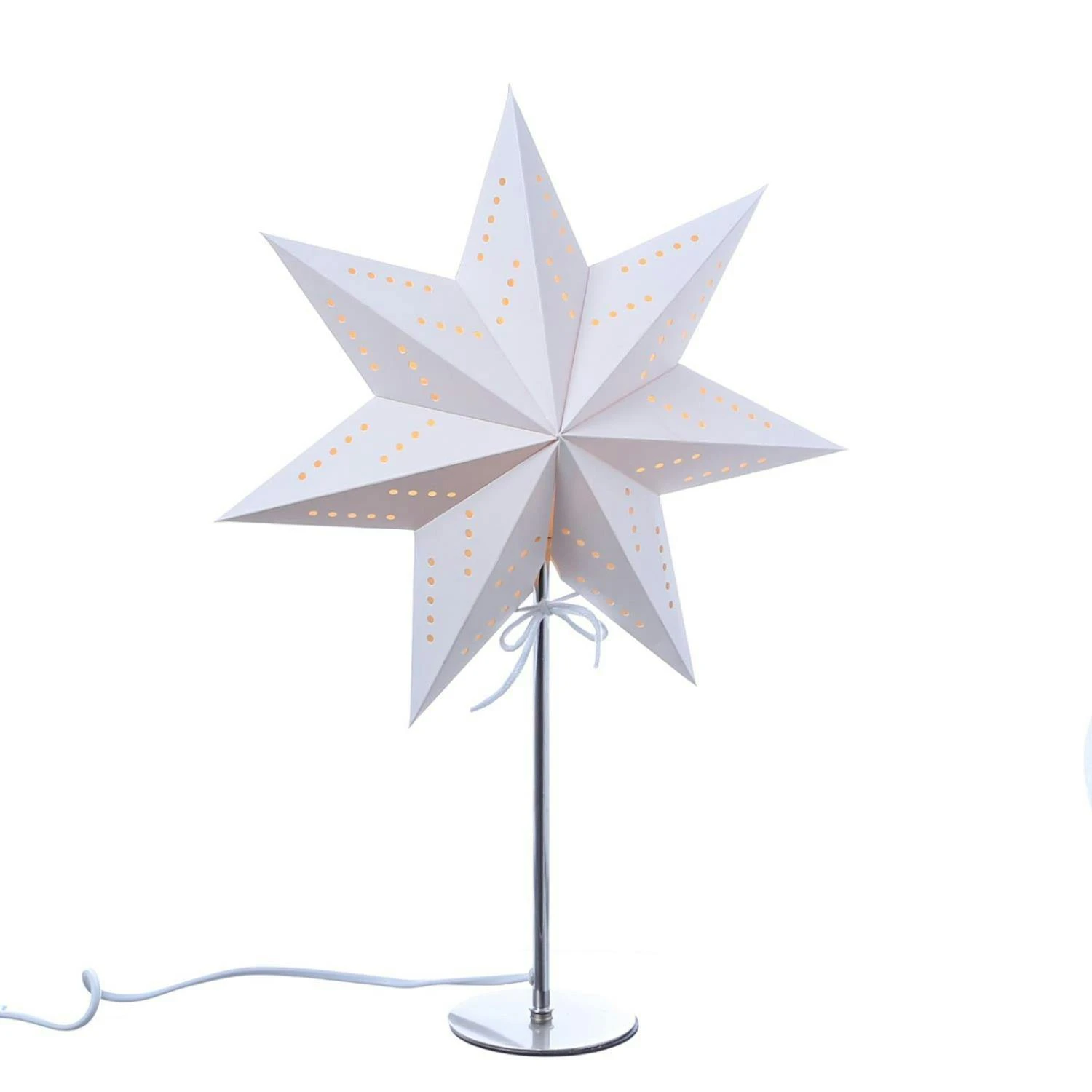 Papierstern Ela Weihnachtsstern Leuchtstern H: 50cm E14 Fassung Inkl. Kabel Weiß