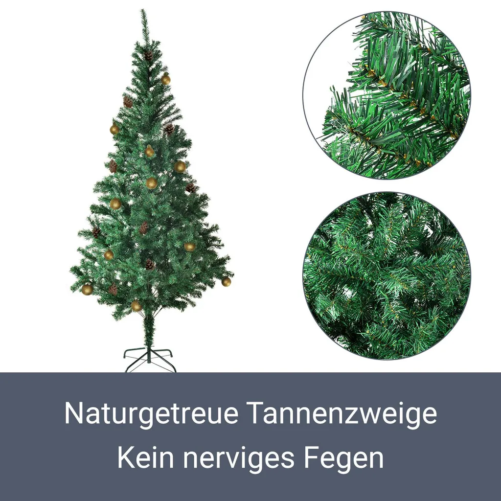Juskys Weihnachtsbaum 180 Cm Künstlich Mit Ständer, Naturgetreue Zweige, Einfache Stecktechnik, Tannenbaum Christbaum Weihnachtsdeko Innen – Bild 3