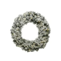 LED Tannenkranz Türkranz Advent Beschneit Beleuchtet 35cm Timer Batterie Grün