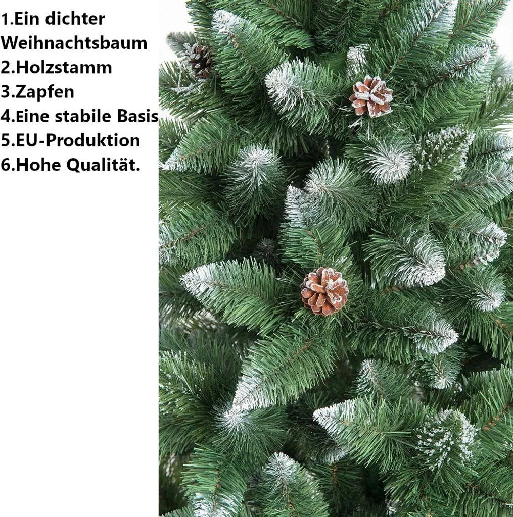 Weihnachtsbaum Diamant Kiefer Auf Naturstamm Mit Zapfen Dichter Christbaum 180cm – Bild 6