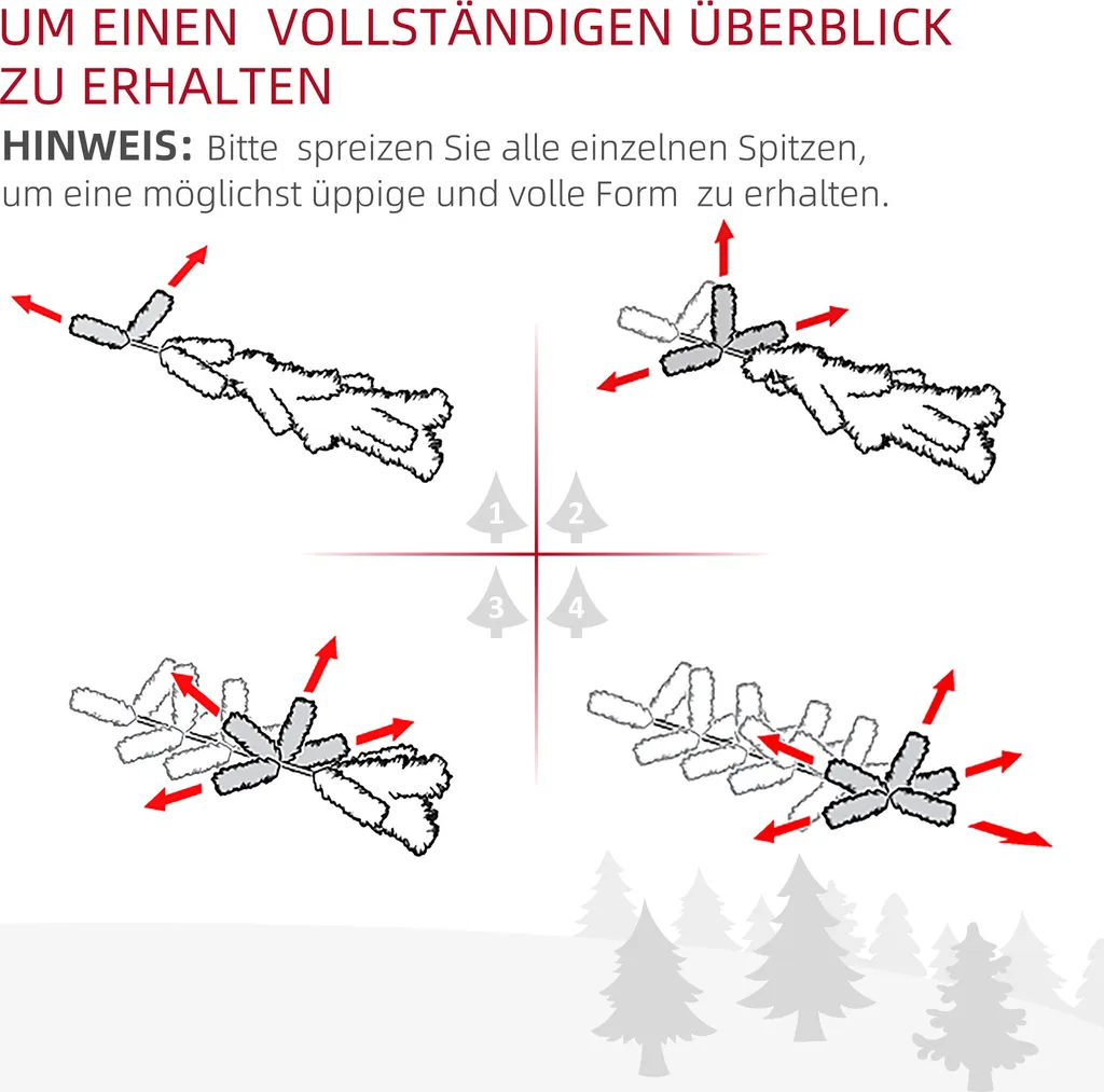 HOMCOM Weihnachtsbaum 1,2 M Christbaum Kunsttanne 130 Zweige Metallfuß PVC Mehrfarbige Lichteffekte Ø66 X 120H Cm – Bild 7