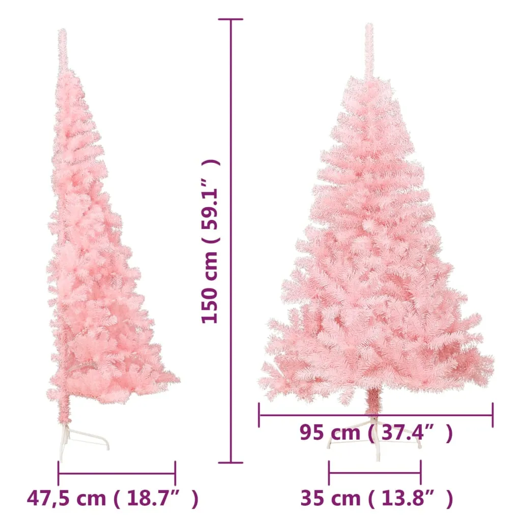 VidaXL Künstlicher Halb-Weihnachtsbaum Mit Ständer Rosa 150 Cm PVC – Bild 9