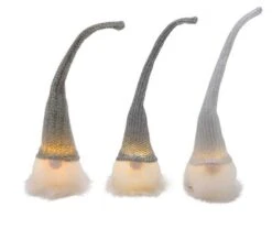 Stoffwichtel Mit LED, Stehend, 3 Stück, Grau / Silber, Handgefertigt, *Germany*