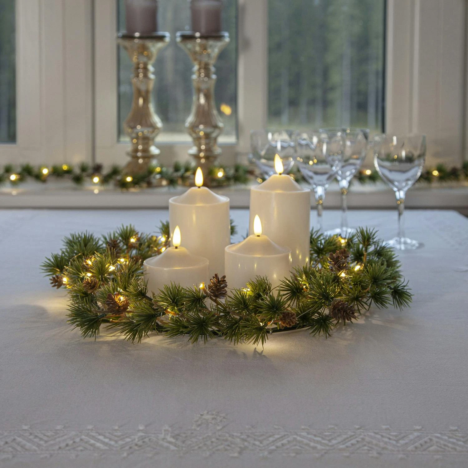 LED Tannengirlande Weihnachtsgirlande Beleuchtet 1,4m Timer Batterie Für Außen – Bild 7