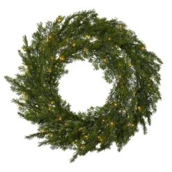 LED Tannenkranz Thuja Türkranz Beleuchtet Weihnachtskranz Timer Für Außen 60cm