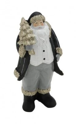 NEU Weihnachtsmann Mit Baum, Schwarz / Gold, 12 X 9 X 24cm, Handgefertigt, "Germany", Handgefertigt