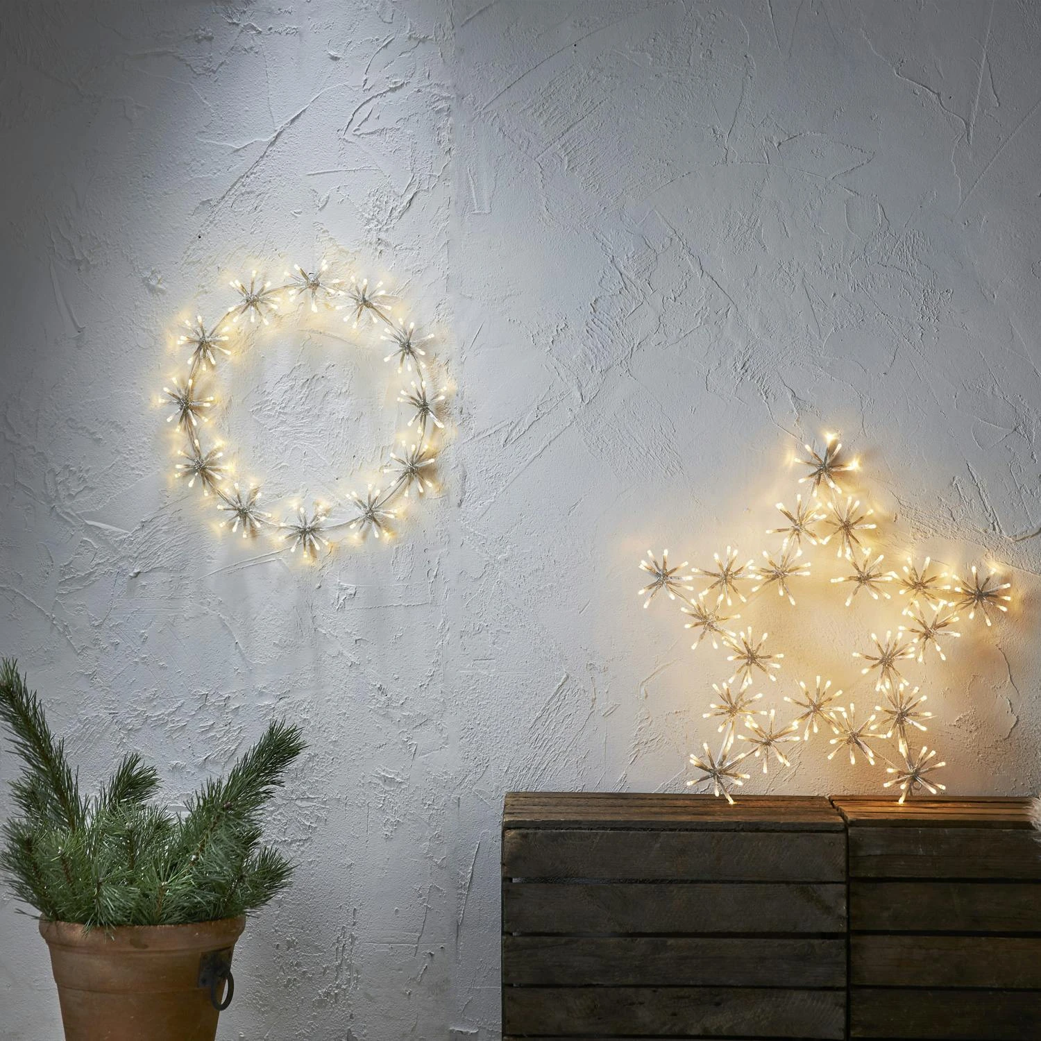LED Kranz Ring Kreis Wanddeko Hängend Weihnachten 120LED D: 50cm Für Außen – Bild 6