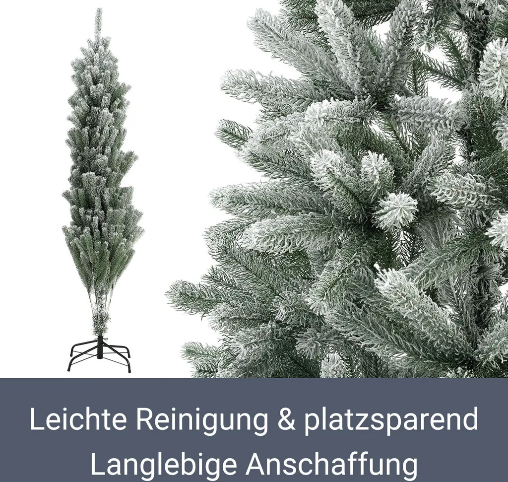 Juskys Künstlicher Weihnachtsbaum Talvi 180 Cm Mit Schnee & Metall Ständer, Naturgetreu, Einfacher Aufbau, Tannenbaum Christbaum Weihnachtsdeko Künstlich – Bild 4