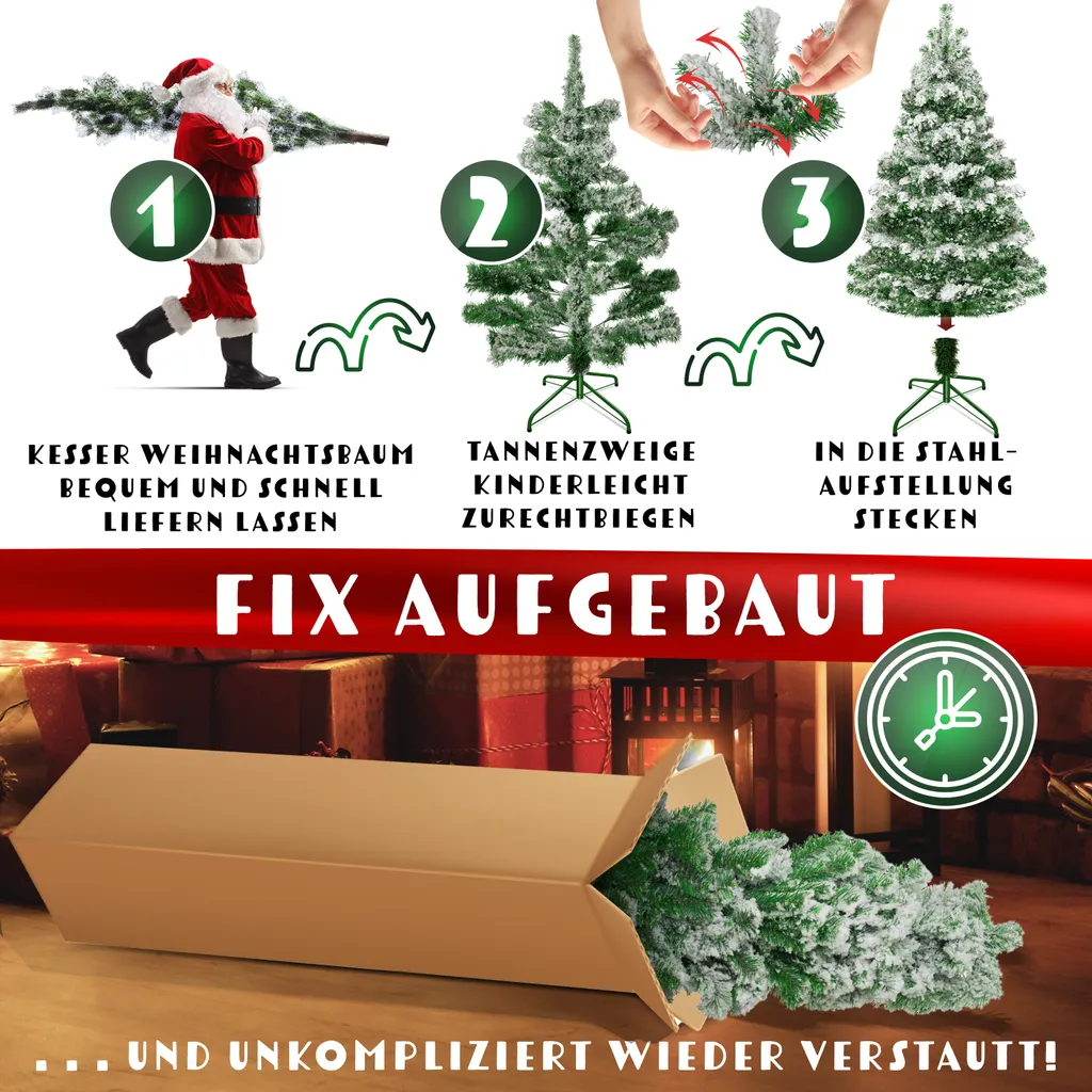 KESSER® Weihnachtsbaum Künstlich , Tannenbaum , Farbe:Schnee, Größe:210cm – Bild 4