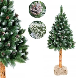 Weihnachtsbaum Diamant Kiefer Auf Naturstamm Mit Zapfen Dichter Christbaum 180cm