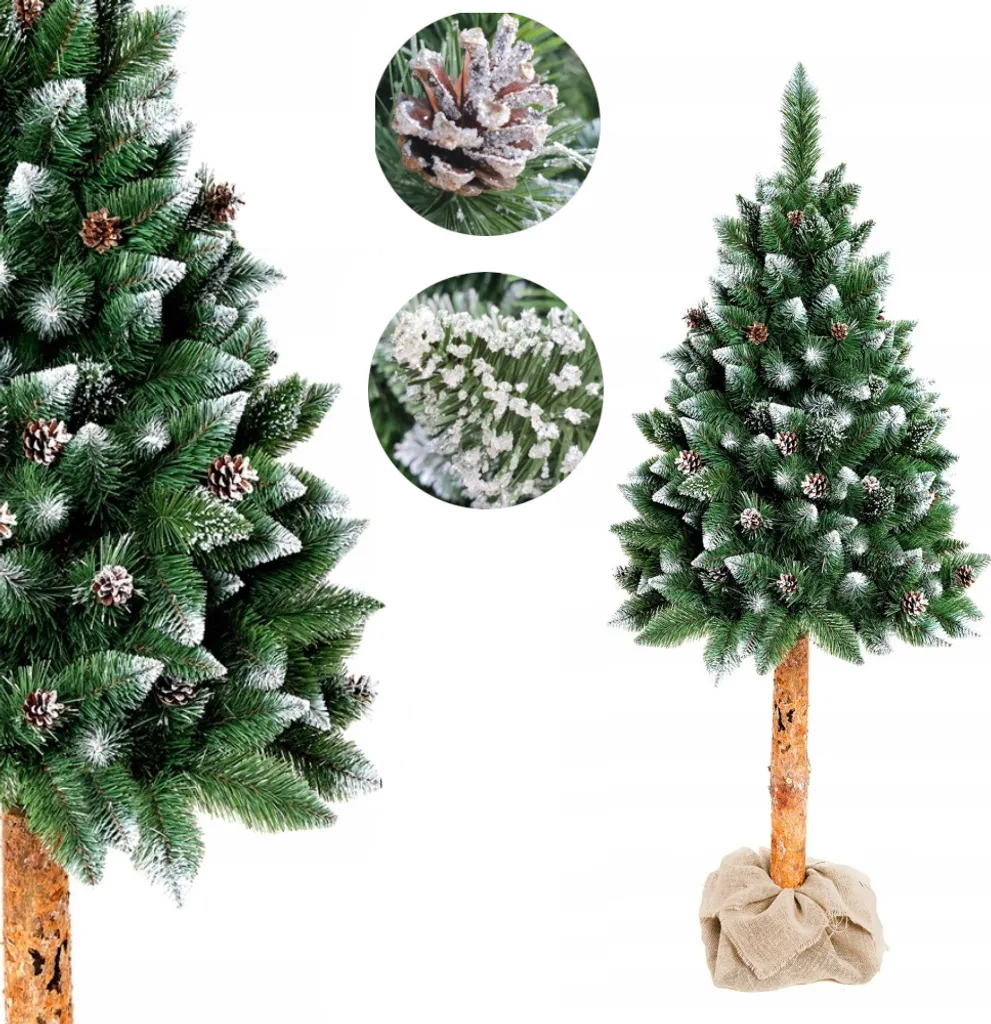 Weihnachtsbaum Diamant Kiefer Auf Naturstamm Mit Zapfen Dichter Christbaum 180cm