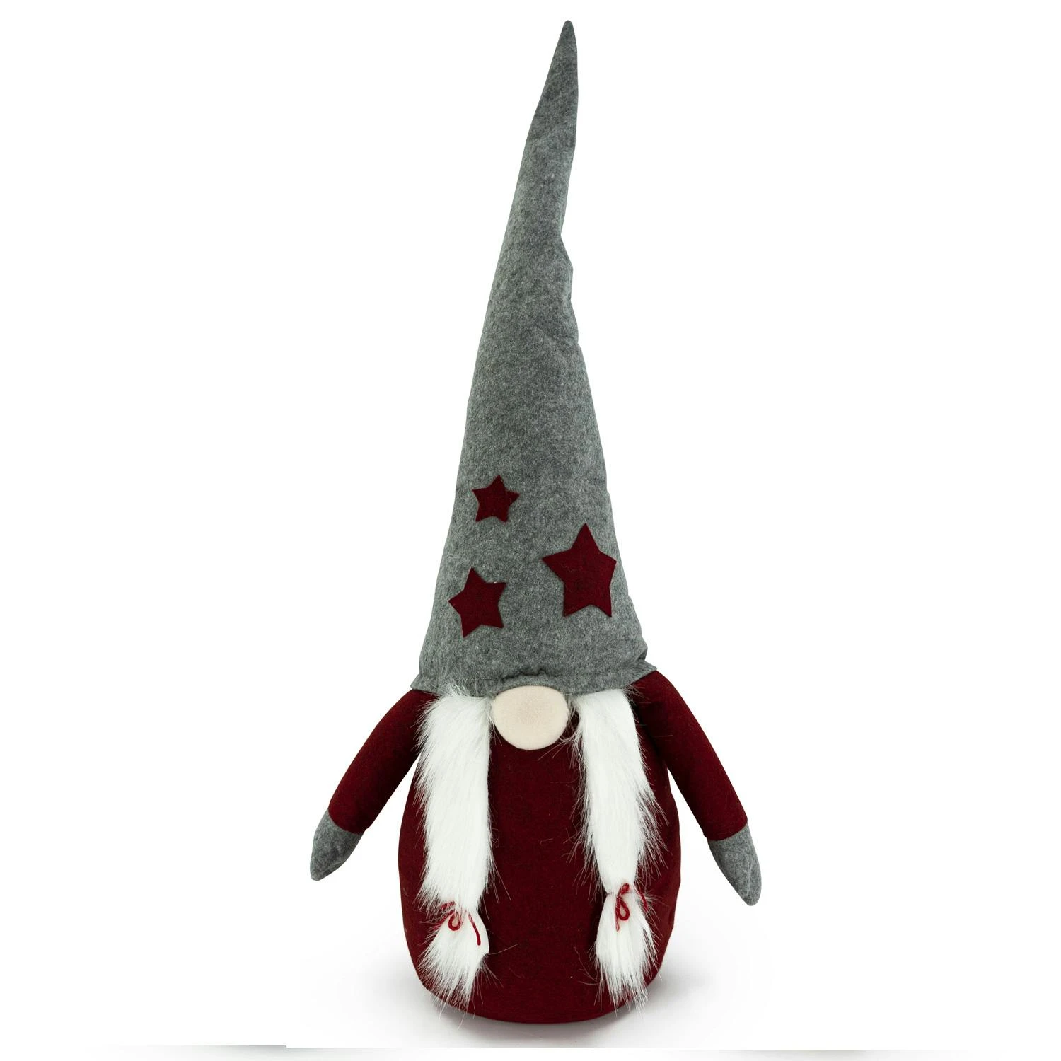 Wichtel ALFRED Bart Dekofigur Rote Biegbar Mütze Graue Sterne Weihnachtsfigur 1m