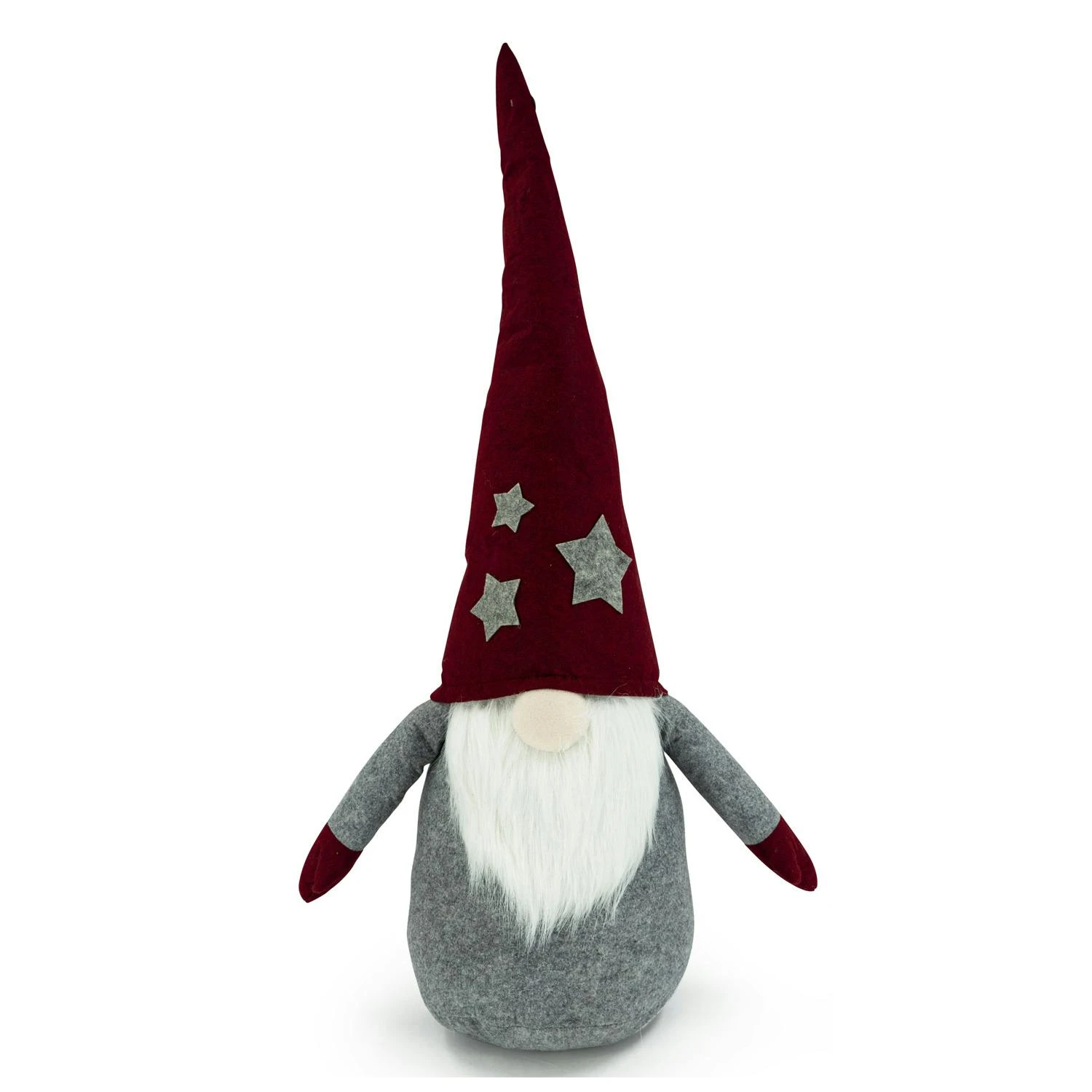 Wichtel ALFRED Bart Dekofigur Rote Biegbar Mütze Graue Sterne Weihnachtsfigur 1m – Bild 2
